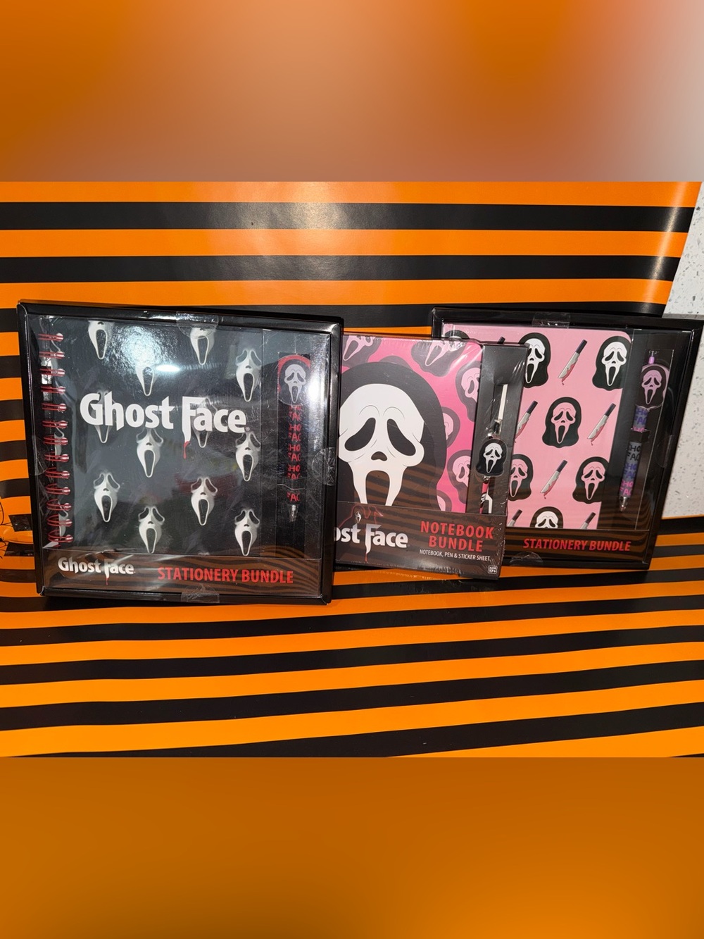 Ghost Face 3 Notebook Bundle Pen Sticker Sheet Scream Horror CultureFly NEW